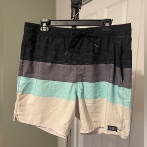 O'Neill Black, Gray, and Teal Board Shorts